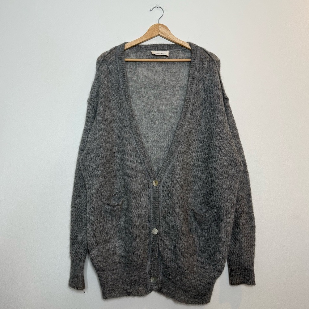 American Vintage Brushed Alpaca Mohair Blend oversized knit cardigan in grey